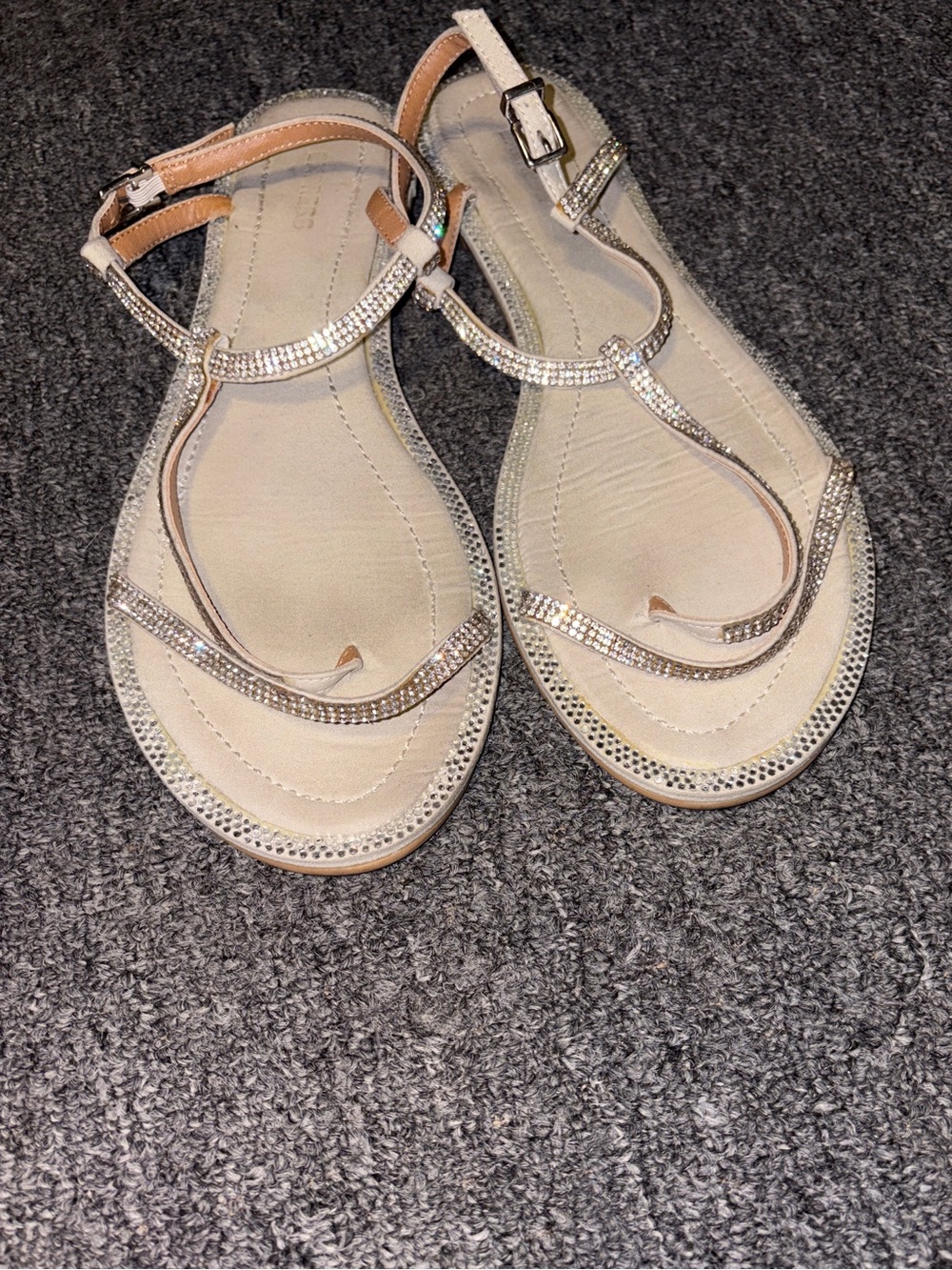 Express- Womens Embellished T-Strap Sandals